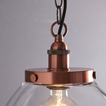 Endon 106895 - Lampadario a catena HANSEN 1xE27/10W/230V in rame