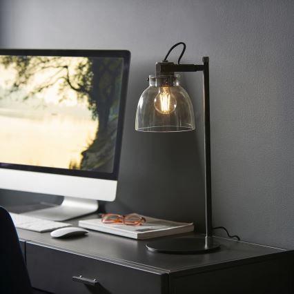 Endon 107012 - Lampada da tavolo URBAN 1xE27/10W/230V nero/nero fumé