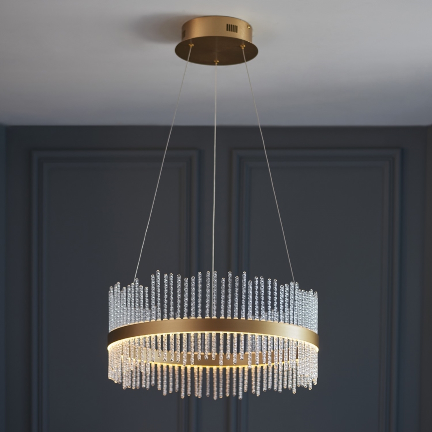 Endon 107671 - Dimmbarer LED-Kronleuchter ADRIEL LED/41W/230V 3000K d 51 cm golden/klar