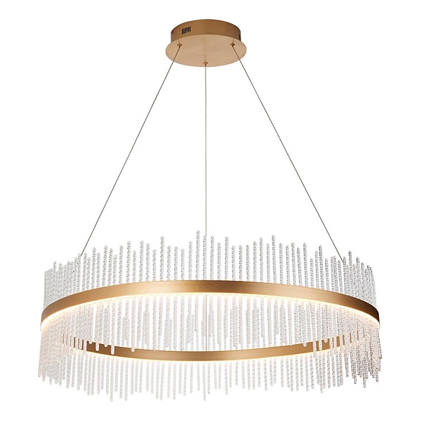 Endon 107672 - Lampadario LED dimmerabile a sospensione con cavo ADRIEL LED/83W/230V 3000K Ø 89 cm oro/trasparente