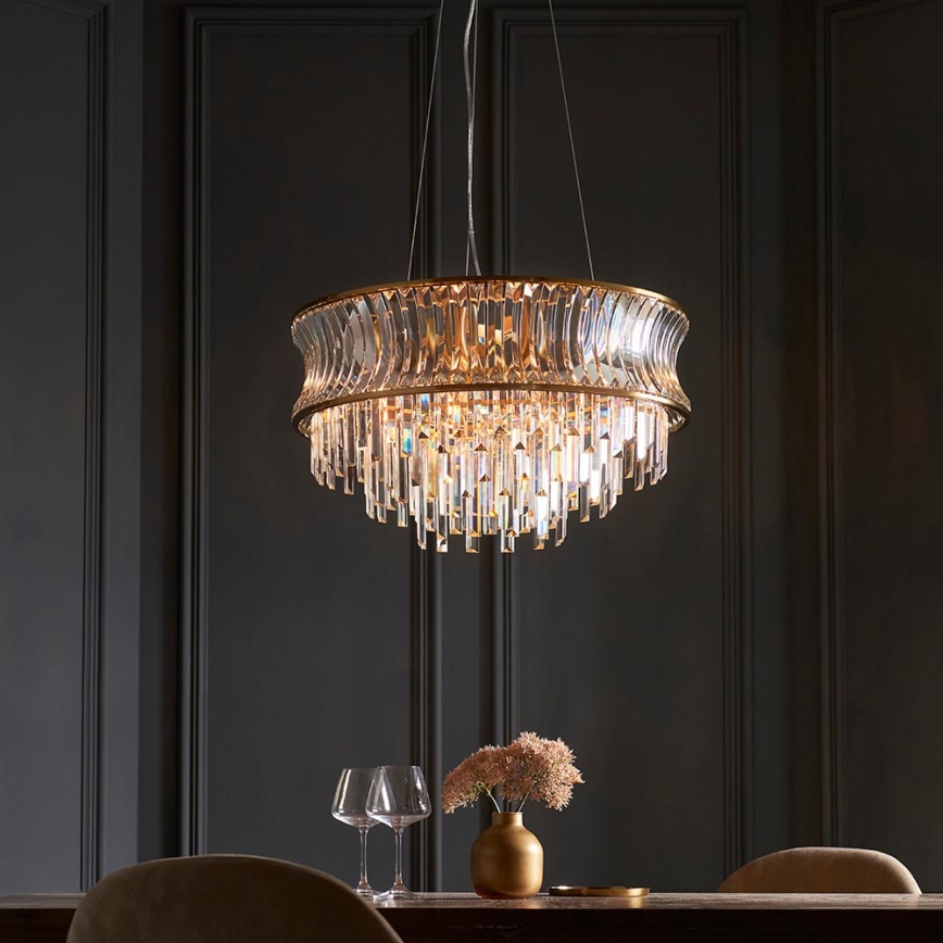 Endon 107785 - Hängeleuchte mit Kabelaufhängung, 9xE14/6W/230V, goldfarben