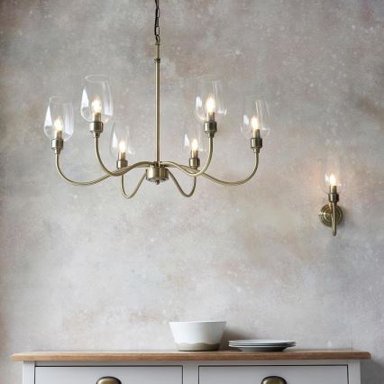 Endon 107791 - Suspension à chaîne 6xE14/6W/230V laiton