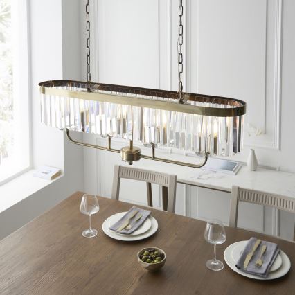 Endon 110539 - Lampadario a catena CHESTERFIELD 4xE14/6W/230V in ottone