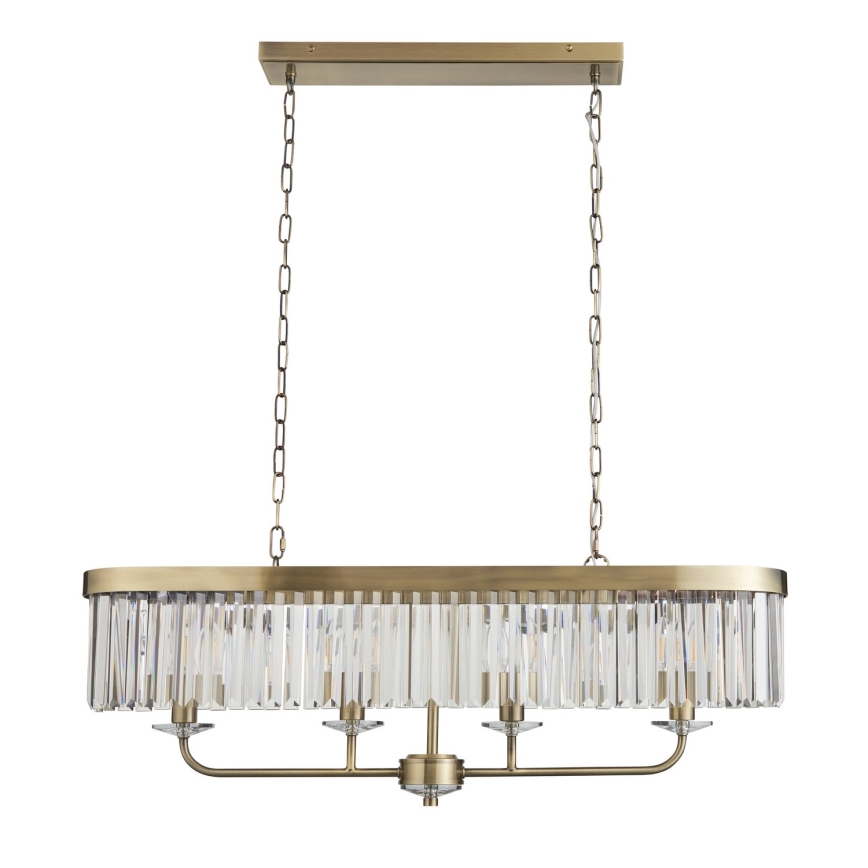 Endon 110539 - Lampadario a catena CHESTERFIELD 4xE14/6W/230V in ottone