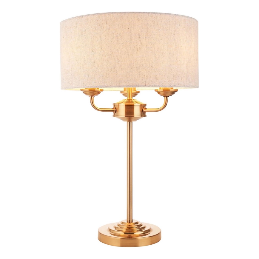 Endon 110721 - Lampe de table HIGHCLERE 3xE14/18W/230V beige/laiton d. 32 cm