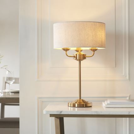 Endon 110721 - Lampe de table HIGHCLERE 3xE14/18W/230V beige/laiton d. 32 cm