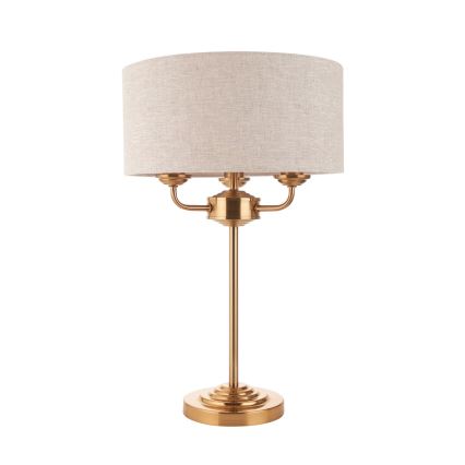 Endon 110721 - Lampe de table HIGHCLERE 3xE14/18W/230V beige/laiton d. 32 cm