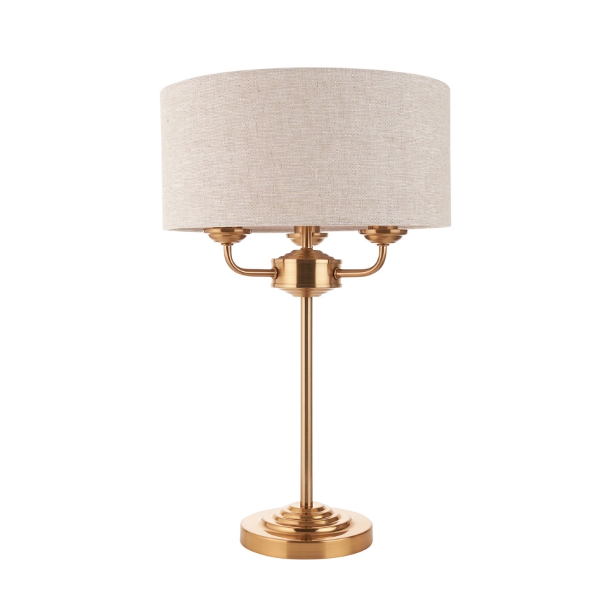 Endon 110721 - Tischleuchte HIGHCLERE 3xE14/18W/230V beige/Messing