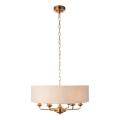 Endon 110722 - Hängeleuchte an Kette HIGHCLERE 6xE14/6W/230V beige/Messing d 55 cm