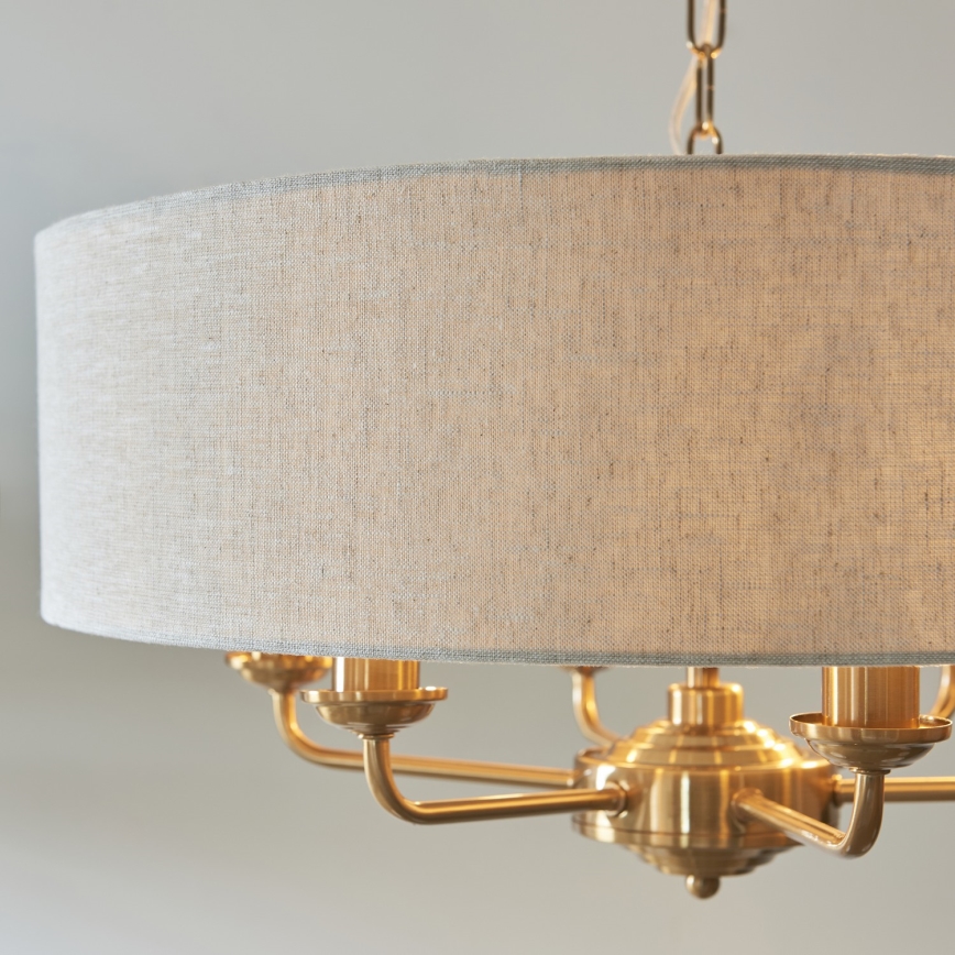 Endon 110722 - Hängeleuchte an Kette HIGHCLERE 6xE14/6W/230V beige/Messing d 55 cm