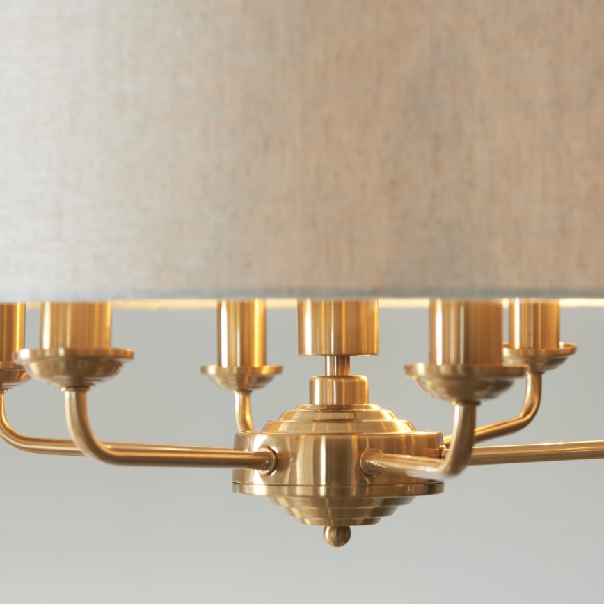 Endon 110722 - Hängeleuchte an Kette HIGHCLERE 6xE14/6W/230V beige/Messing d 55 cm