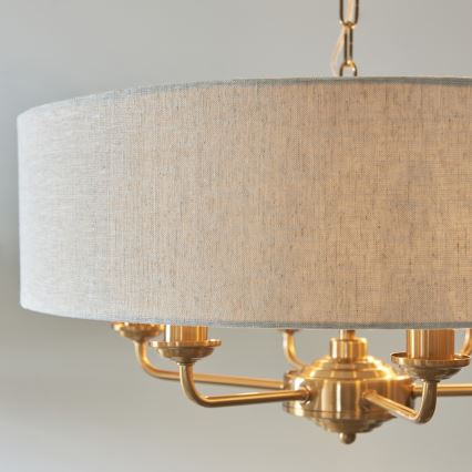 Endon 110722 - Kronleuchter an Kette HIGHCLERE 6xE14/40W/230V Beige/Messing, Ø 55 cm