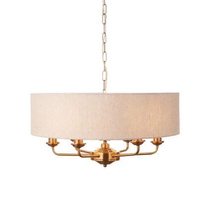Endon 110722 - Lampadario a catena HIGHCLERE 6xE14/40W/230V beige/ottone Ø 55 cm