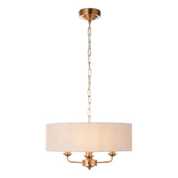 Endon 110723 - Lampadario a sospensione con catena HIGHCLERE 3xE14/40W/230V beige/ottone