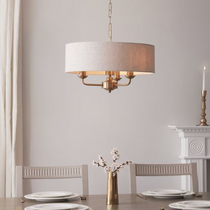 Endon 110723 - Lampadario a sospensione con catena HIGHCLERE 3xE14/40W/230V beige/ottone