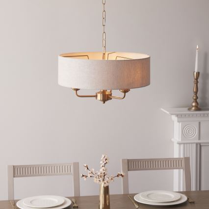 Endon 110723 - Lampadario a sospensione con catena HIGHCLERE 3xE14/40W/230V beige/ottone