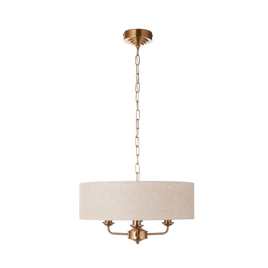 Endon 110723 - Lampadario a sospensione con catena HIGHCLERE 3xE14/40W/230V beige/ottone