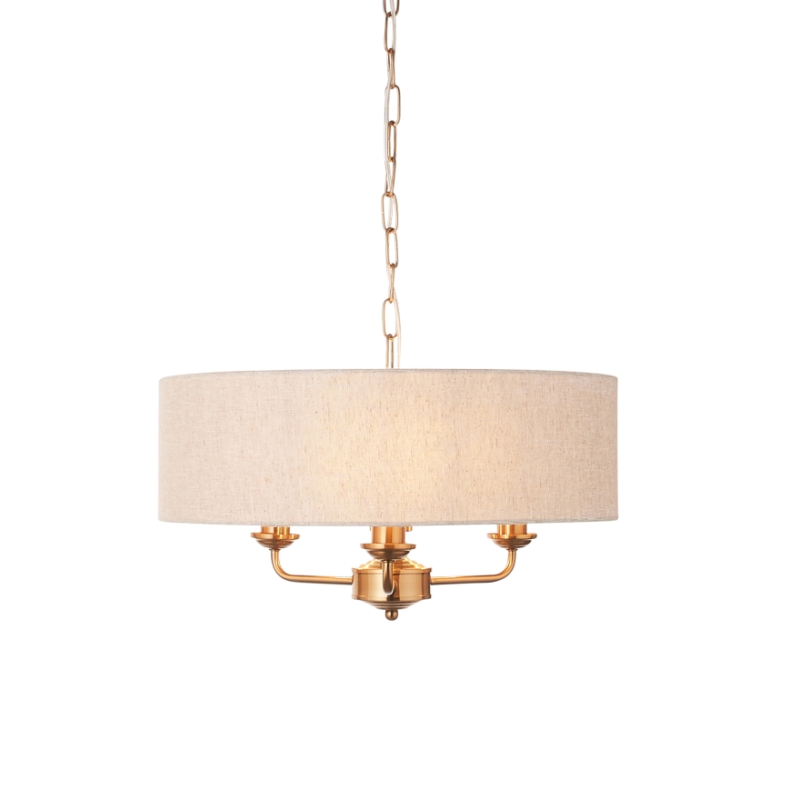 Endon 110723 - Lampadario a sospensione con catena HIGHCLERE 3xE14/40W/230V beige/ottone