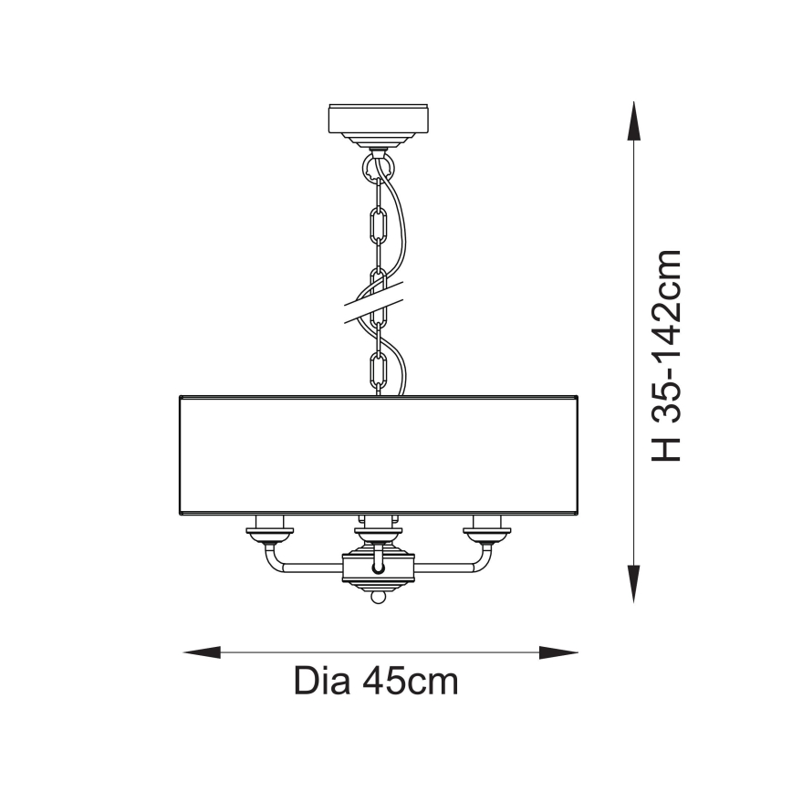 Endon 110723 - Lampadario a sospensione con catena HIGHCLERE 3xE14/40W/230V beige/ottone