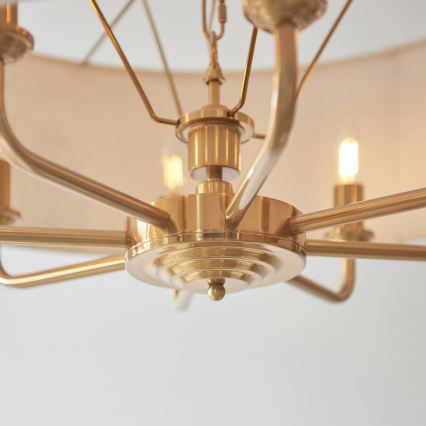 Endon 110727 - Lampadario a catena HIGHCLERE 8xE14/40W/230V beige/ottone diametro 70 cm