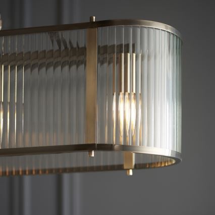 Endon 110945 - Lampadario a sospensione con catena RIDGETON 4xE14/6W/230V ottone/limpido