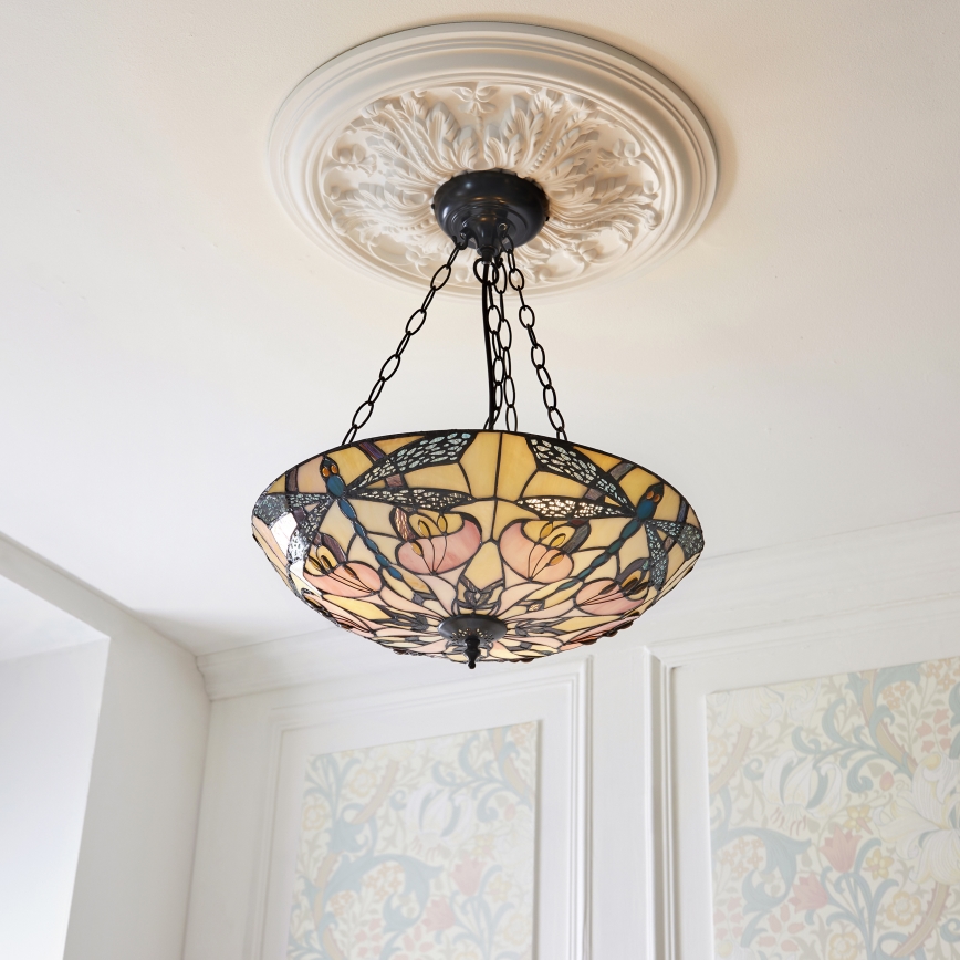 Endon 111869 - Lustre sur chaîne Tiffany ASHTON 3xE27/10W/230V Ø 45 cm