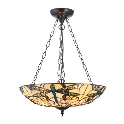 Endon 111869 - Tiffany-Kronleuchter ASHTON an Kette, 3x E27/10W/230V, Ø 45 cm