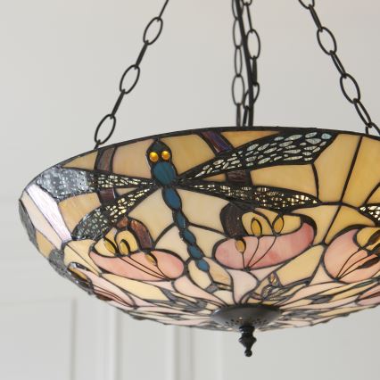 Endon 111869 - Tiffany-Kronleuchter ASHTON an Kette, 3x E27/10W/230V, Ø 45 cm