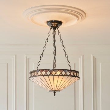 Endon 111870 - Lampadario a catena Tiffany FARGO 3xE27/10W/230V diam. 41,5 cm