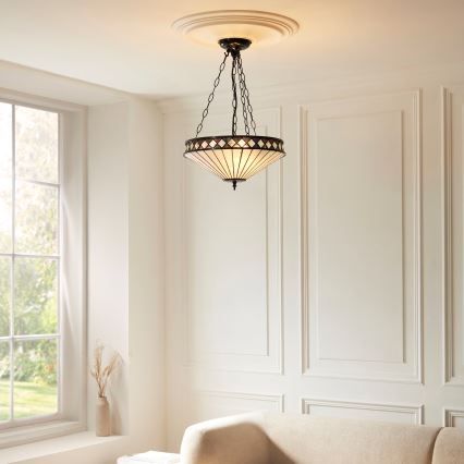 Endon 111870 - Lampadario a catena Tiffany FARGO 3xE27/10W/230V diam. 41,5 cm