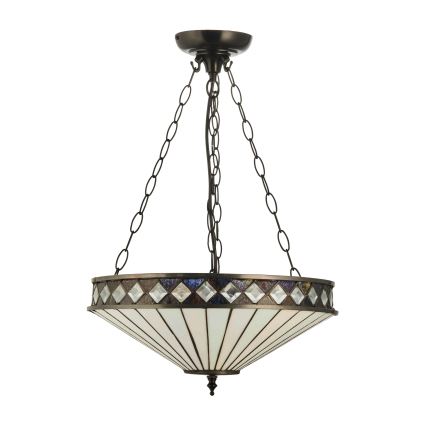 Endon 111870 - Lampadario a catena Tiffany FARGO 3xE27/10W/230V diam. 41,5 cm
