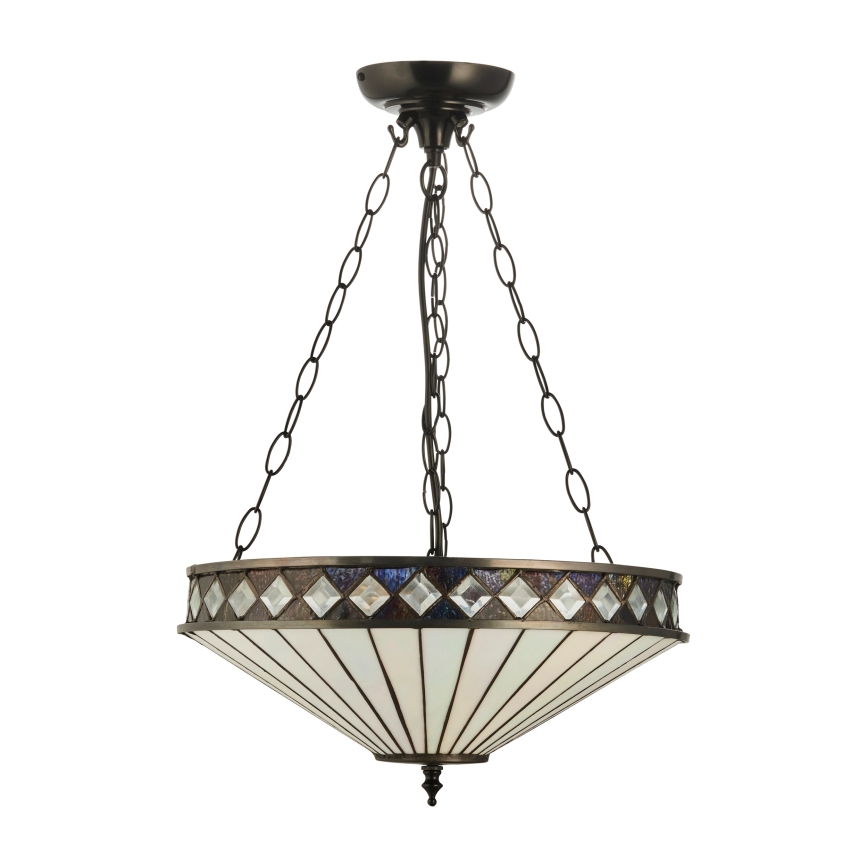 Endon 111870 - Lampadario a catena Tiffany FARGO 3xE27/10W/230V diam. 41,5 cm