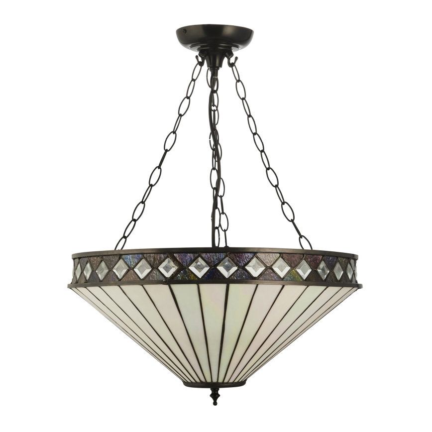 Endon 111871 - Tiffany-Kronleuchter FARGO an Kette, 3xE27/10W/230V, Ø 50 cm