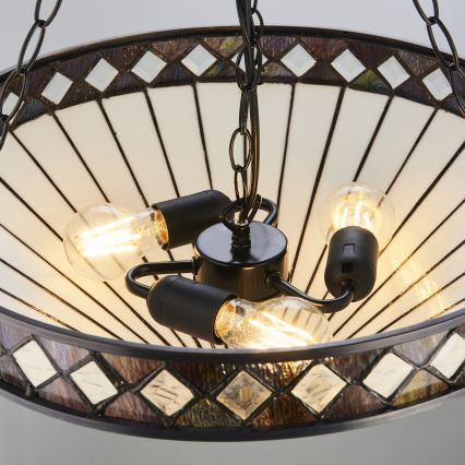 Endon 111871 - Tiffany-Kronleuchter FARGO an Kette, 3xE27/10W/230V, Ø 50 cm