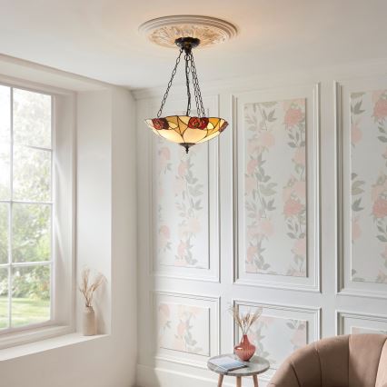 Endon 111879 - Lampadario a catena Tiffany INGRAM 3xE27/10W/230V Ø 45 cm
