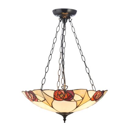 Endon 111879 - Lampadario a catena Tiffany INGRAM 3xE27/10W/230V Ø 45 cm