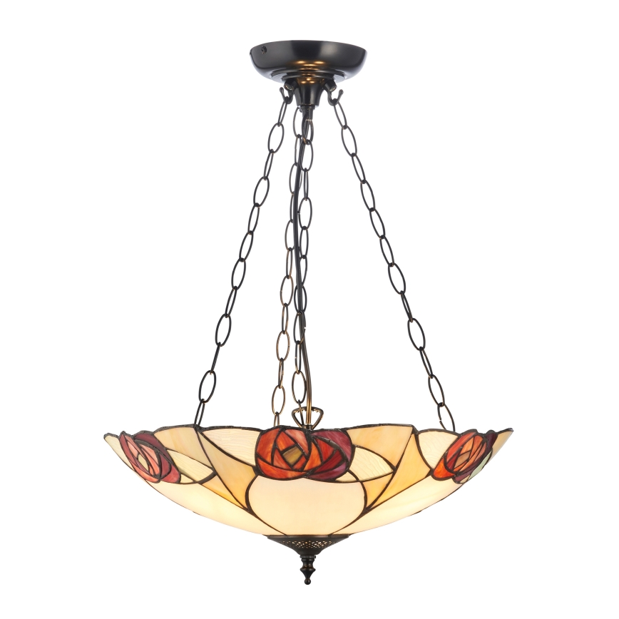 Endon 111879 - Lampadario a catena Tiffany INGRAM 3xE27/10W/230V Ø 45 cm