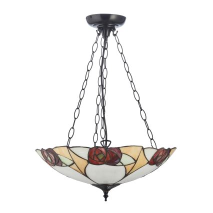Endon 111879 - Lampadario a catena Tiffany INGRAM 3xE27/10W/230V Ø 45 cm