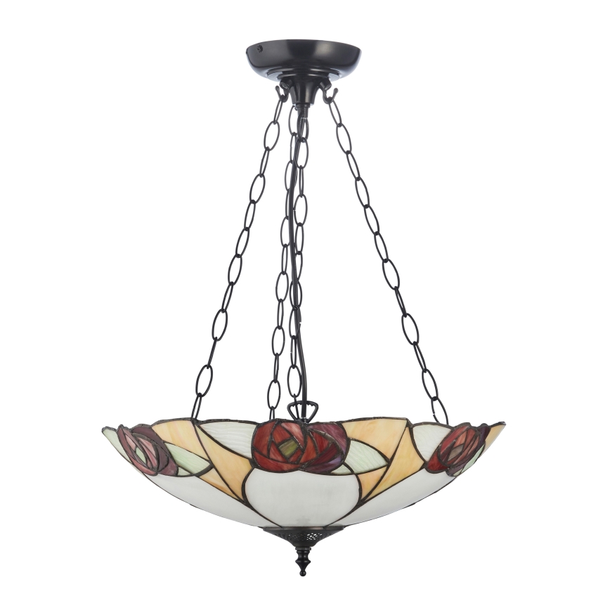 Endon 111879 - Lampadario a catena Tiffany INGRAM 3xE27/10W/230V Ø 45 cm
