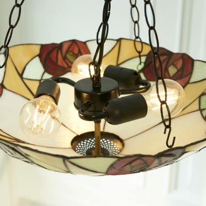 Endon 111879 - Lampadario a catena Tiffany INGRAM 3xE27/10W/230V Ø 45 cm