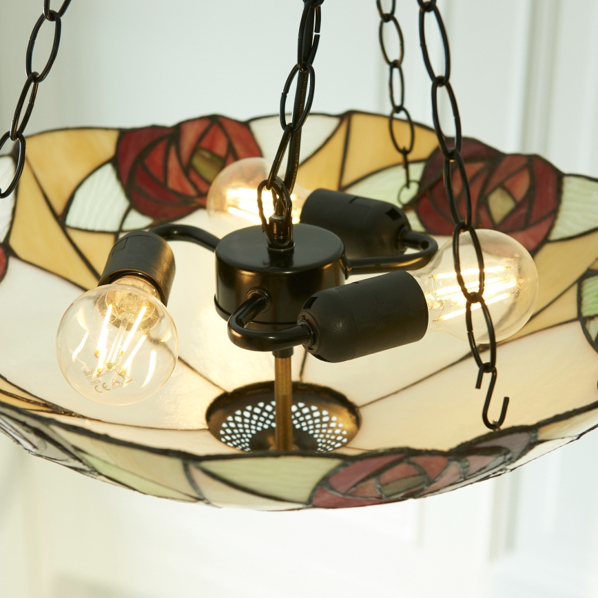 Endon 111879 - Lampadario a catena Tiffany INGRAM 3xE27/10W/230V Ø 45 cm