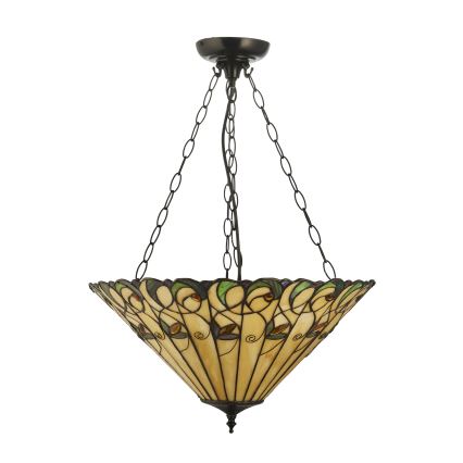Endon 111881 - Lampadario Tiffany JAMELIA a sospensione con catena, 3x E27/10W/230V, Ø 50 cm