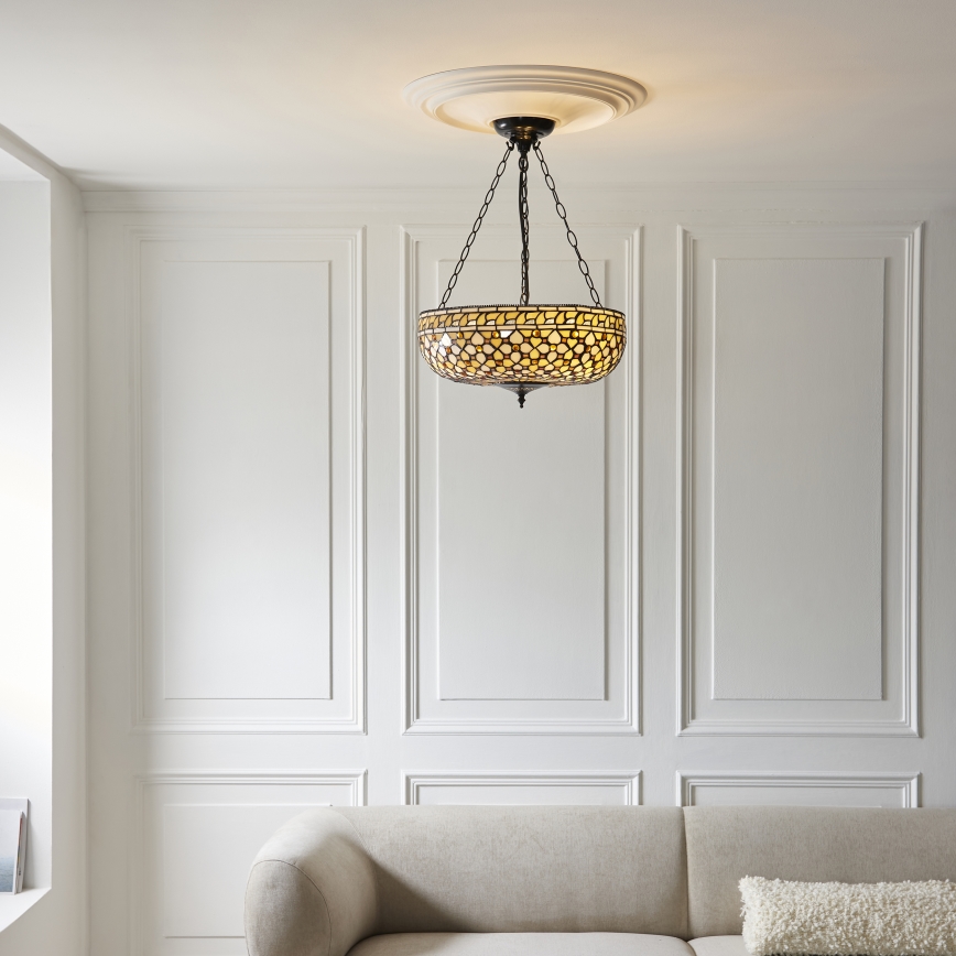 Endon 111882 - Lampadario a sospensione Tiffany MILLE FEUX, 3xE27/10W/230V, diam. 45 cm