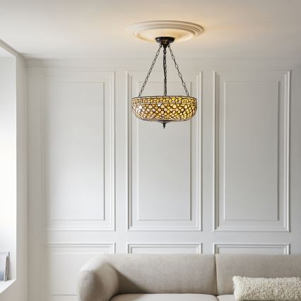 Endon 111882 - Lustre suspendu par chaîne Tiffany MILLE FEUX 3xE27/10W/230V Ø 45 cm