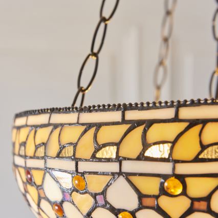 Endon 111882 - Lustre suspendu par chaîne Tiffany MILLE FEUX 3xE27/10W/230V Ø 45 cm