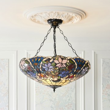 Endon 111887 - Lampadario a catena in stile Tiffany SULLIVAN, 3xE27/10W/230V, Ø 57 cm