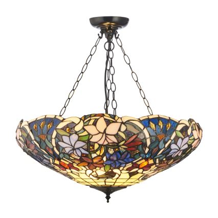 Endon 111887 - Suspension à chaîne Tiffany SULLIVAN 3xE27/10W/230V Ø 57 cm