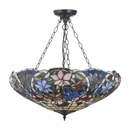 Endon 111887 - Suspension à chaîne Tiffany SULLIVAN 3xE27/10W/230V Ø 57 cm