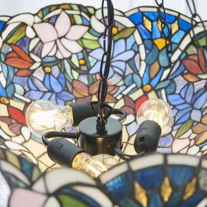 Endon 111887 - Suspension à chaîne Tiffany SULLIVAN 3xE27/10W/230V Ø 57 cm