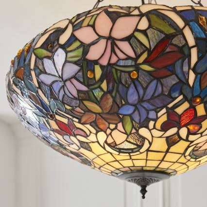 Endon 111887 - Tiffany-Kronleuchter SULLIVAN, mit Kette, 3xE27/10W/230V, Ø 57 cm